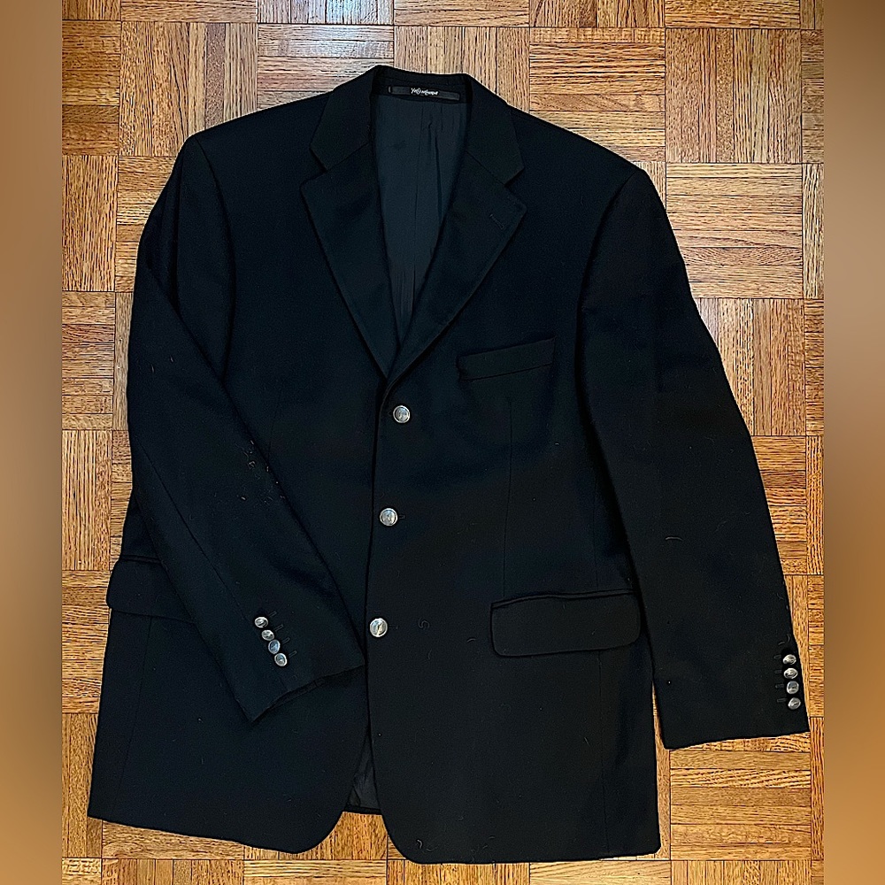 Yves Saint Laurent YSL black wool suit jacket